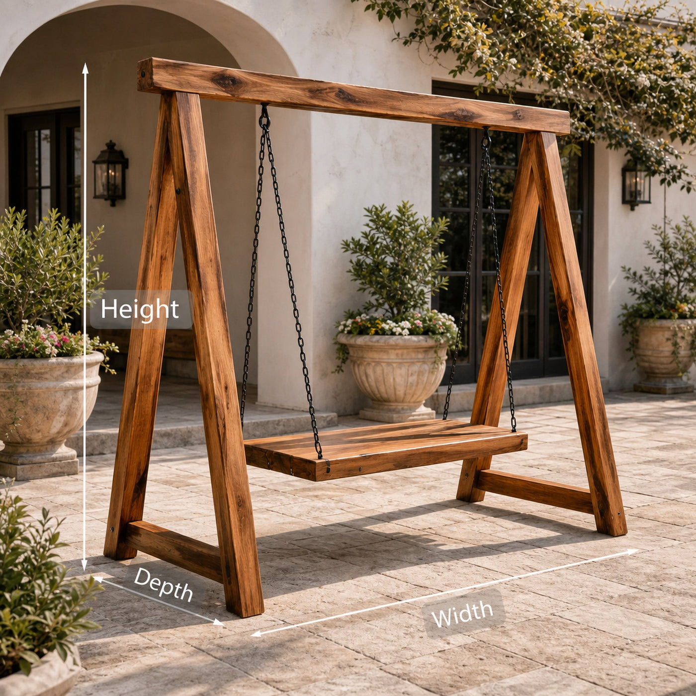 Rustic Wooden Outdoor Swing With A Frame For Garden - product view 8