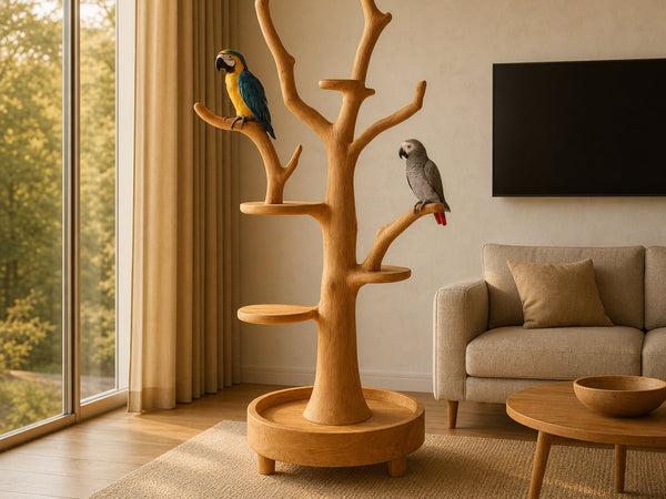 Rustic Wooden Parrot Tree Stand Living room