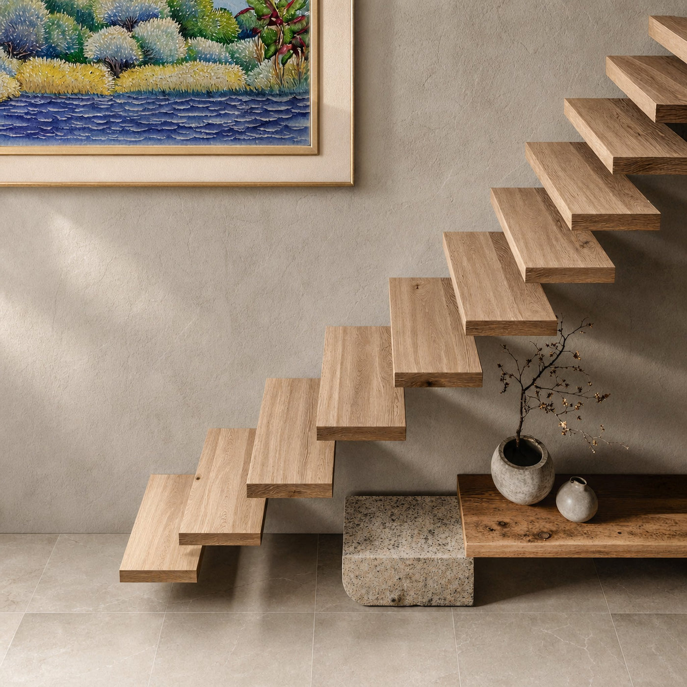 Rustic Wooden Stair Essential Unique Decor