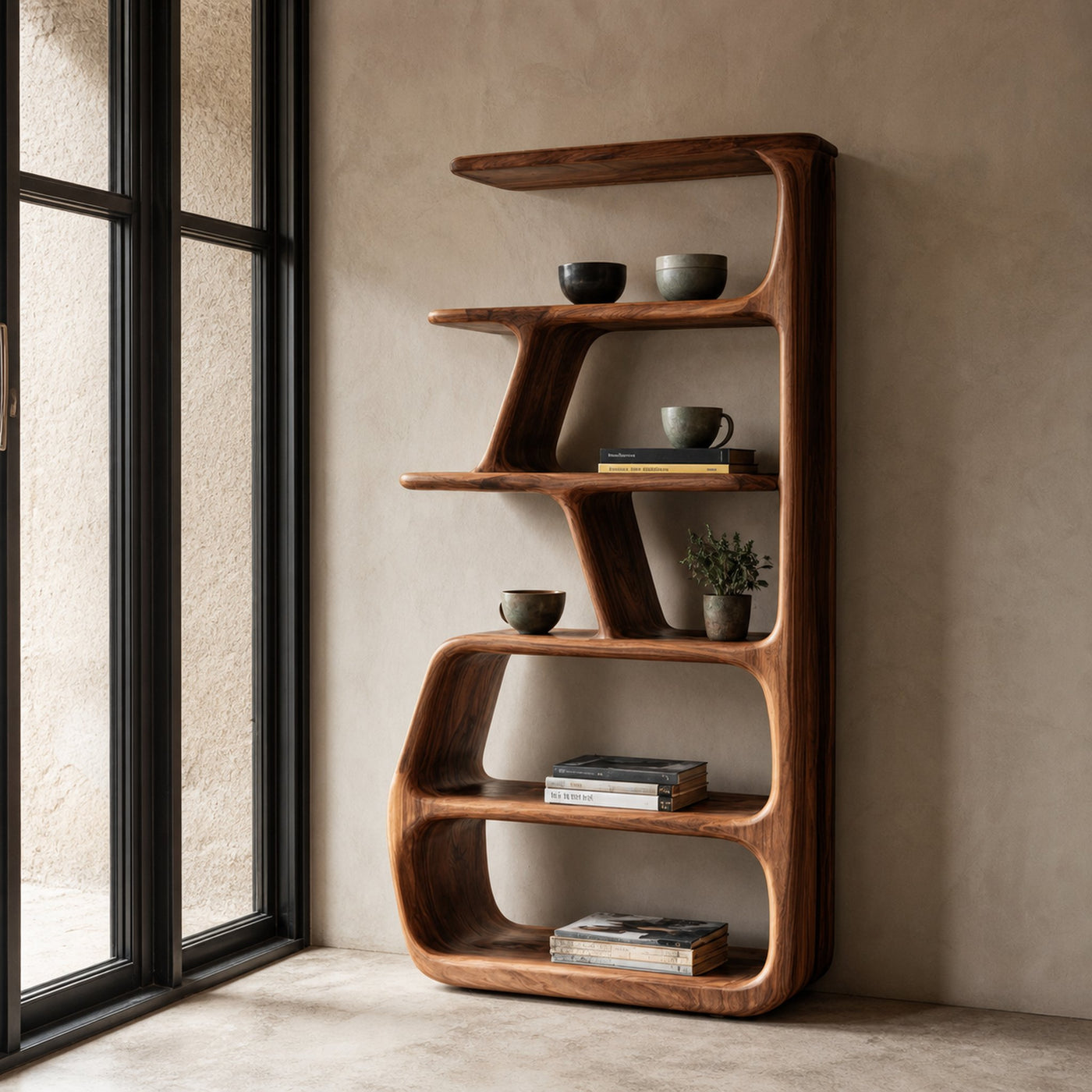 Rustic Wooden Standing Shelf For Apartment Storage - product view 6