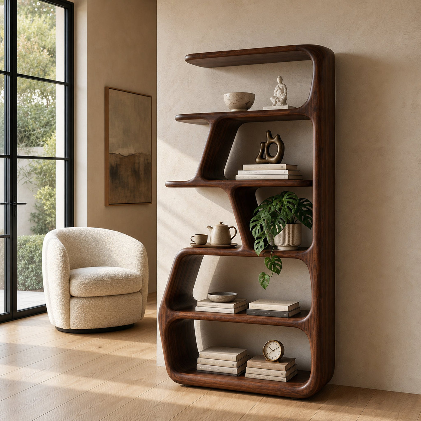 Rustic Wooden Standing Shelf For Apartment Storage - product view 7