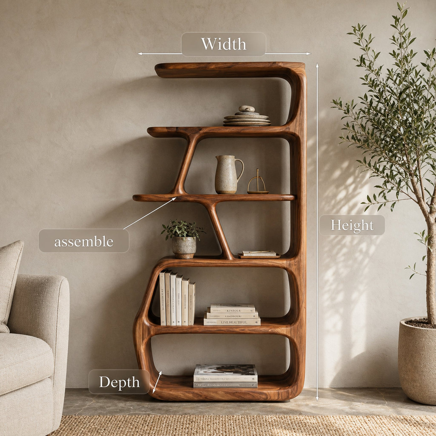 Rustic Wooden Standing Shelf For Apartment Storage - product view 8