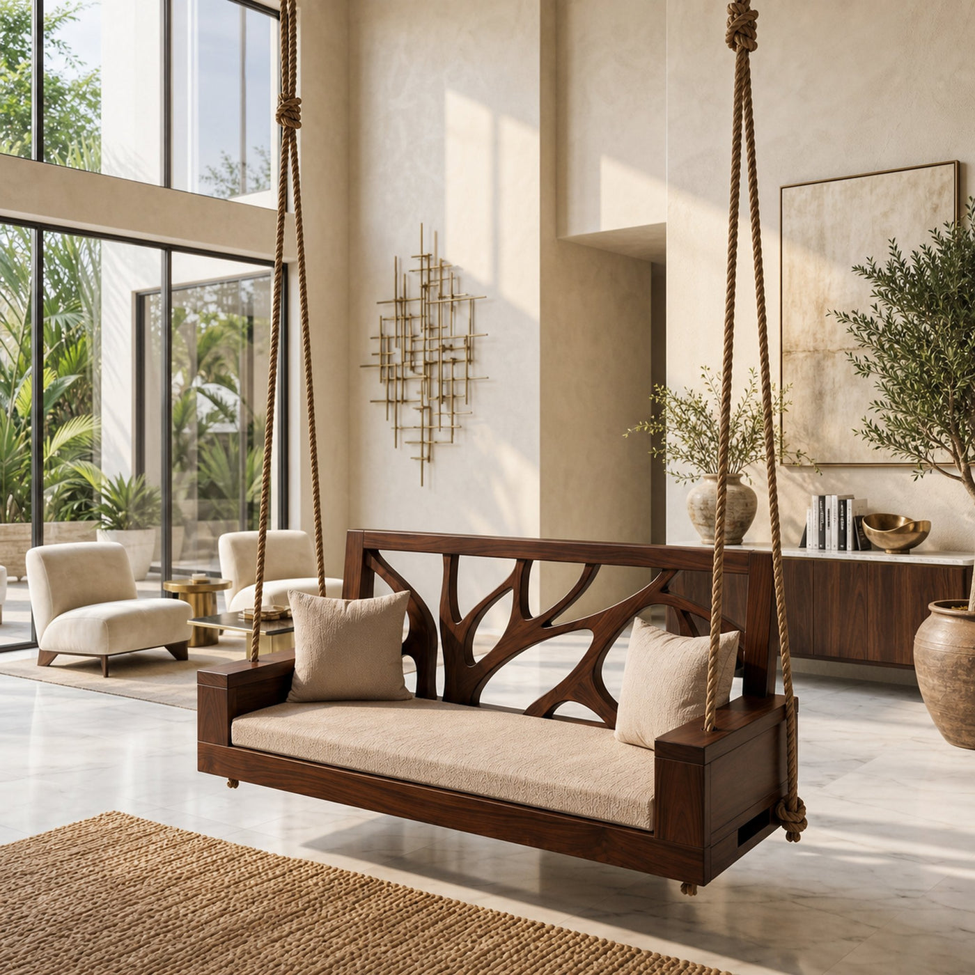 Scandinavian Branch Back Swing Sunroom Interior Lounge Space - product view 7