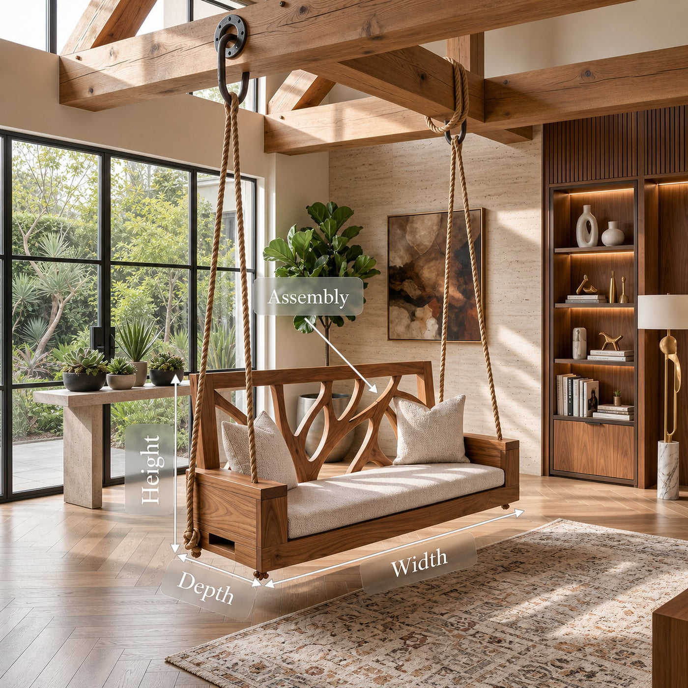 Scandinavian Branch Back Swing Sunroom Interior Lounge Space - product view 8