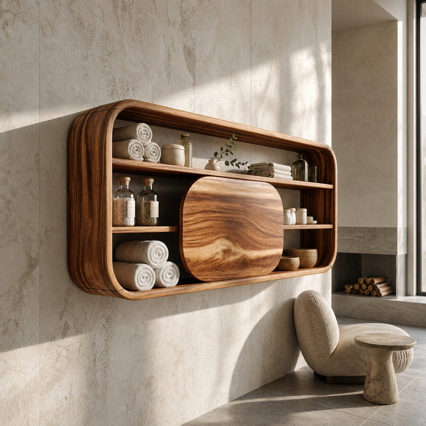 Scandinavian Curved Bathroom Cabinet Family Bathroom - product view 6
