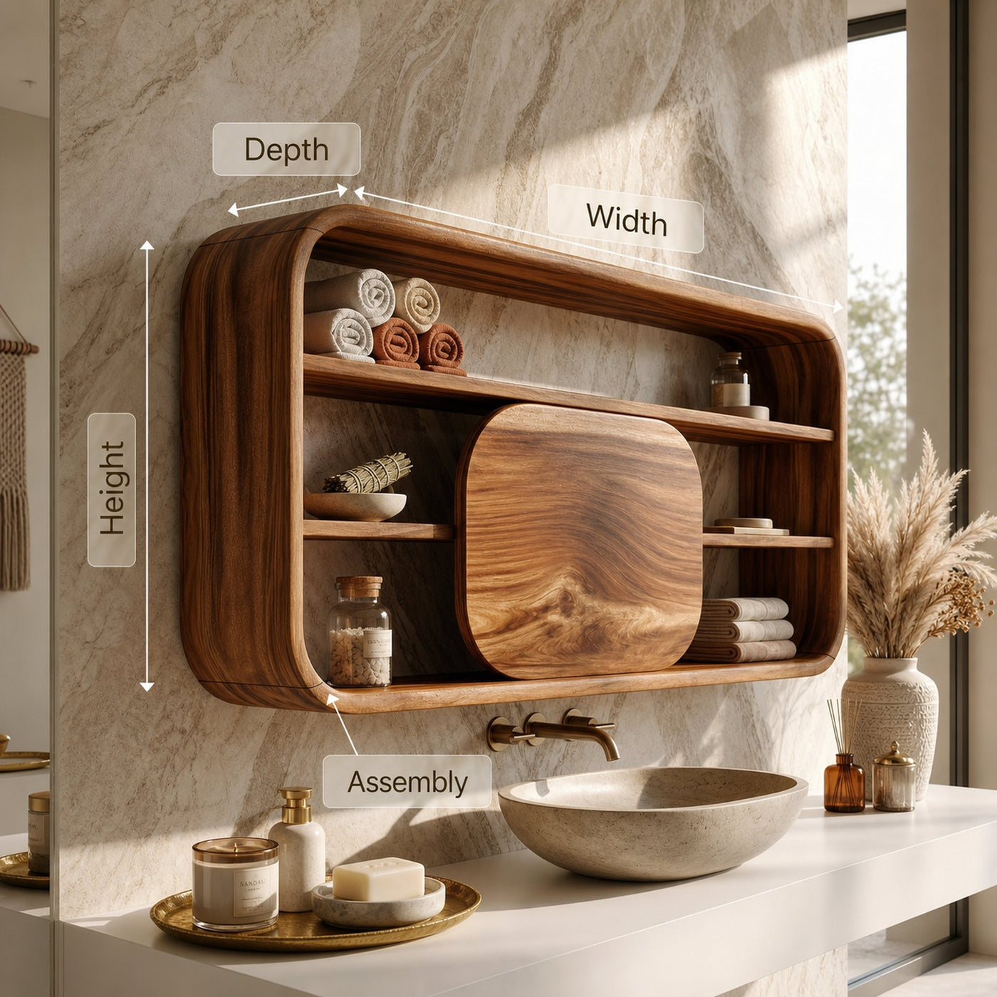 Scandinavian Curved Bathroom Cabinet Family Bathroom - product view 8