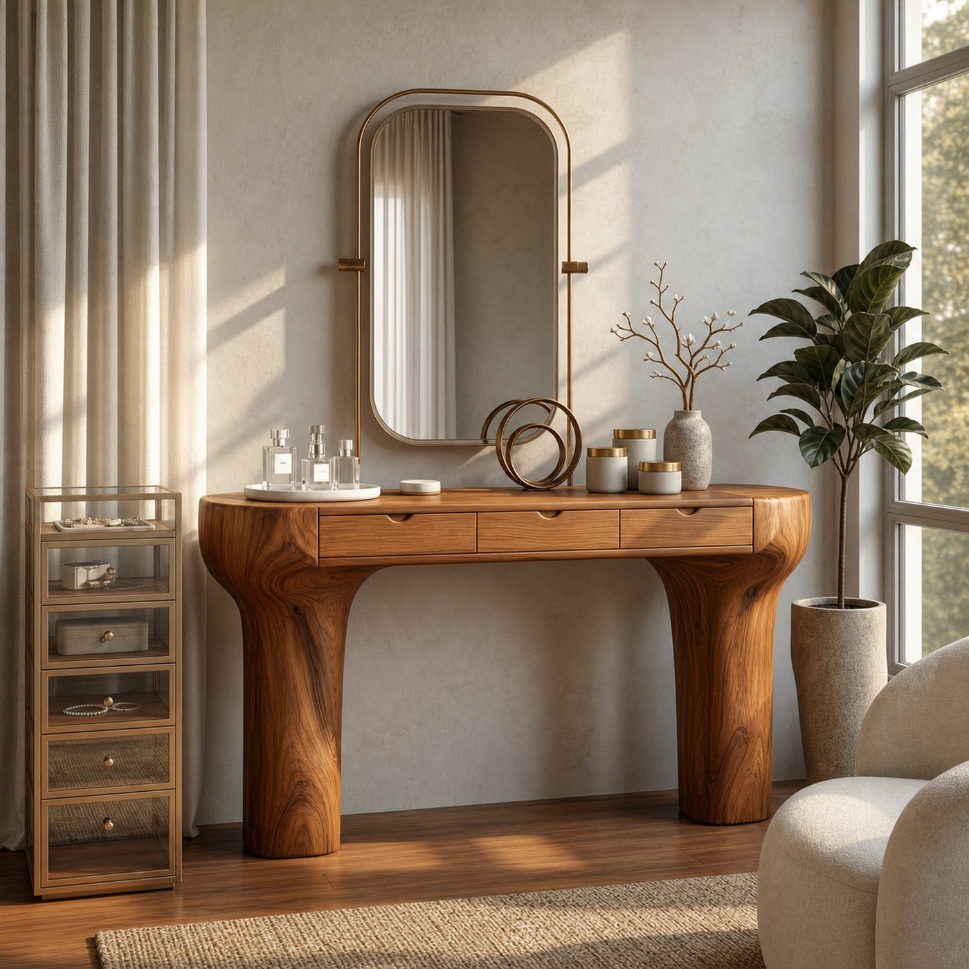 Scandinavian Dressing Table With Storage Cabinet For Bedroom And Dressing Room - product view 6