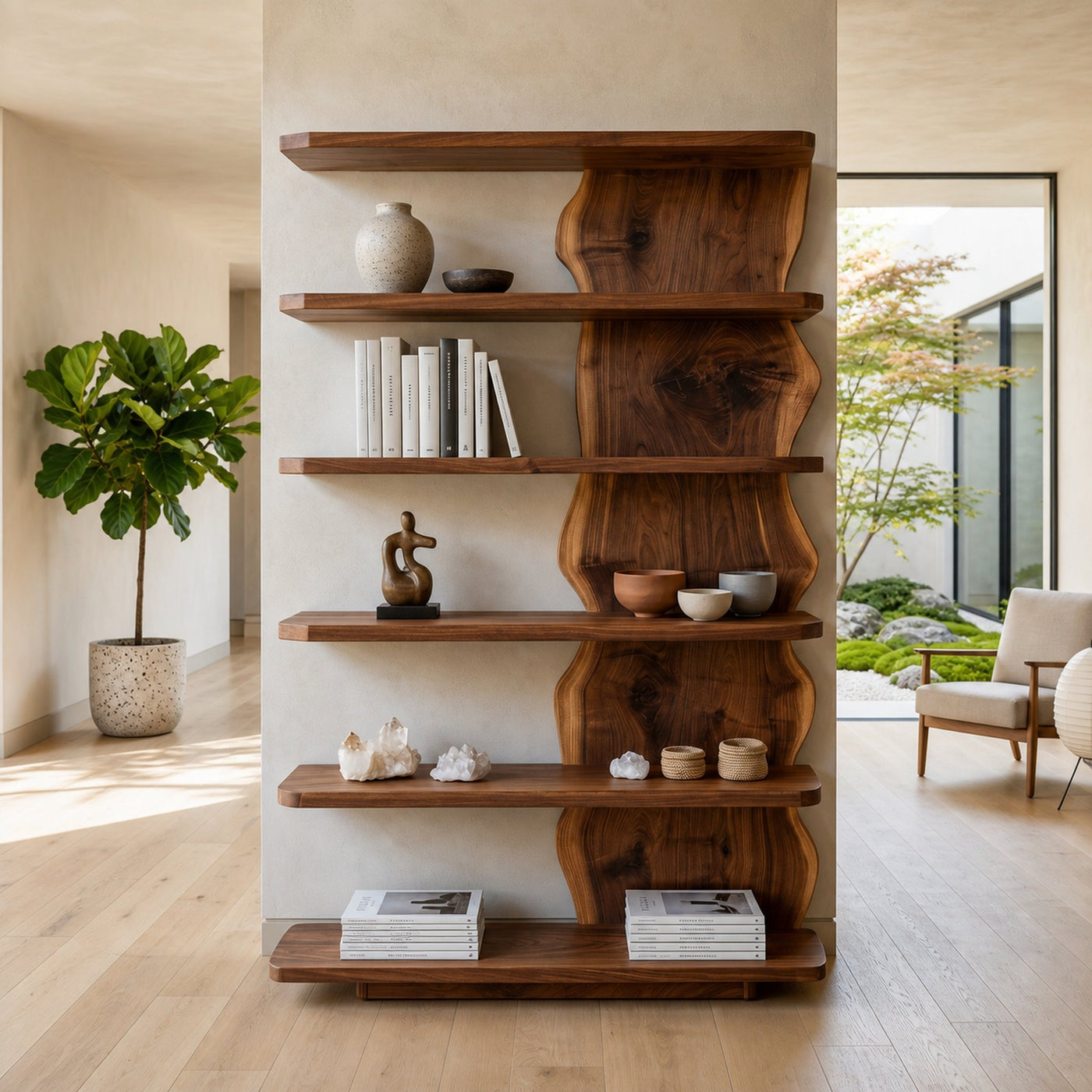 Scandinavian Natural Wood Standing Shelf For Corner Space - product view 6