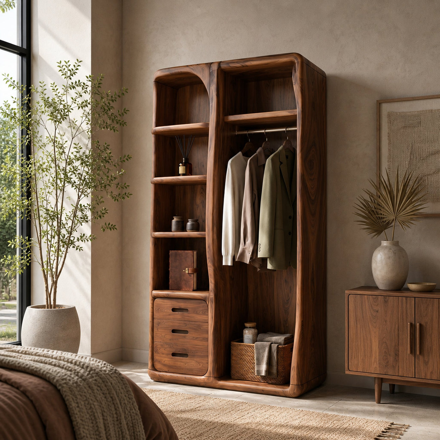 Scandinavian Organic Edge Wardrobe For Master Suite Interior