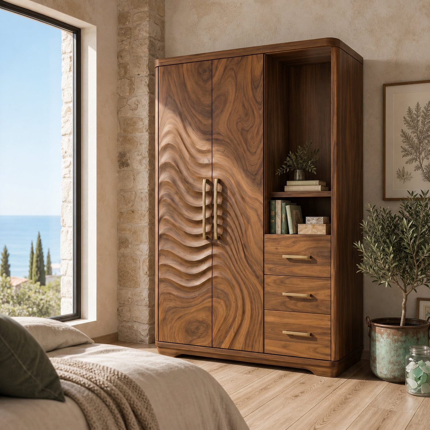 Scandinavian Organic Shape Closet For Apartment Bedroom Interior - product view 6