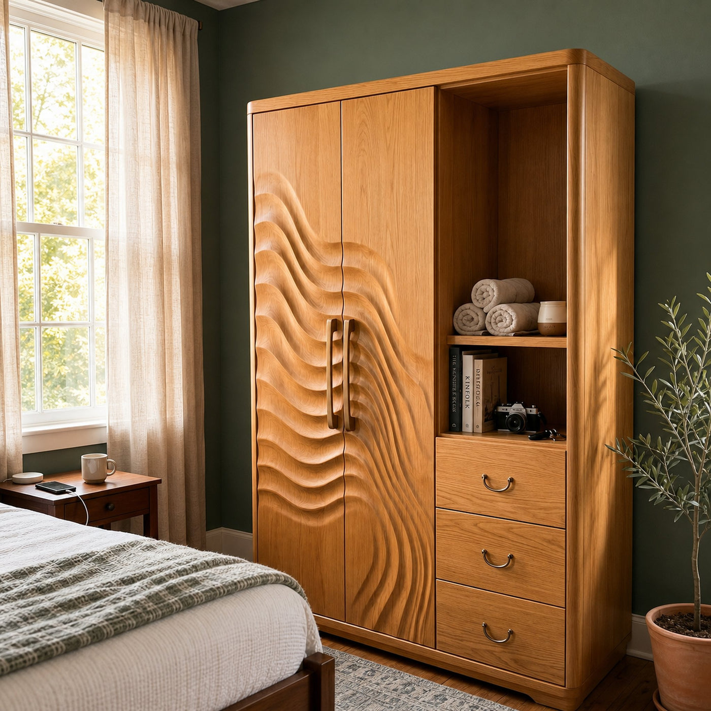 Scandinavian Organic Shape Closet For Apartment Bedroom Interior - product view 9