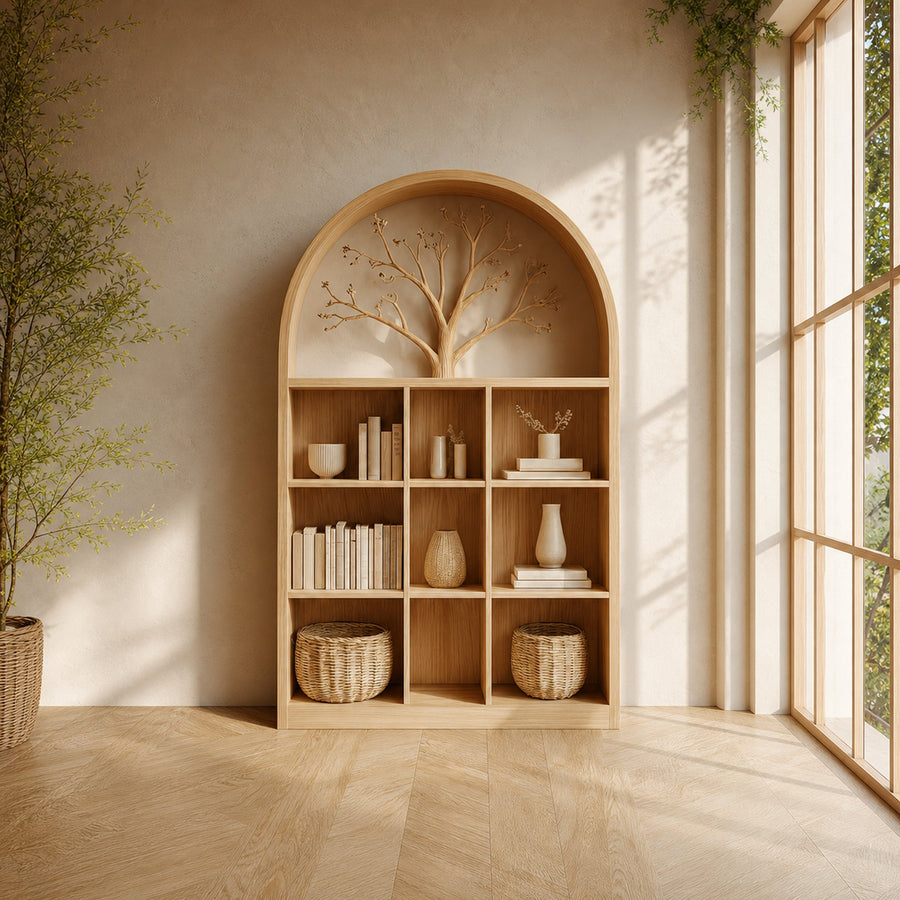 Scandinavian Rustic Tree Accent Storage Cabinet Living Room And Hallway