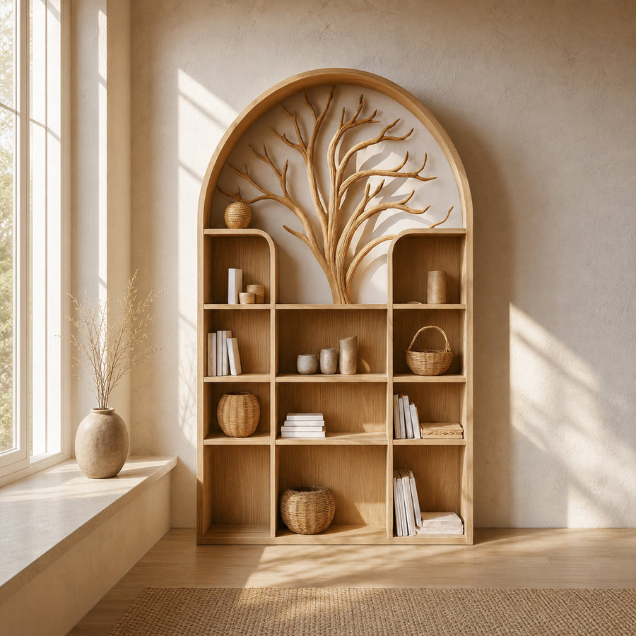 Scandinavian Rustic Tree Style Storage Cabinet Entryway And Living Room