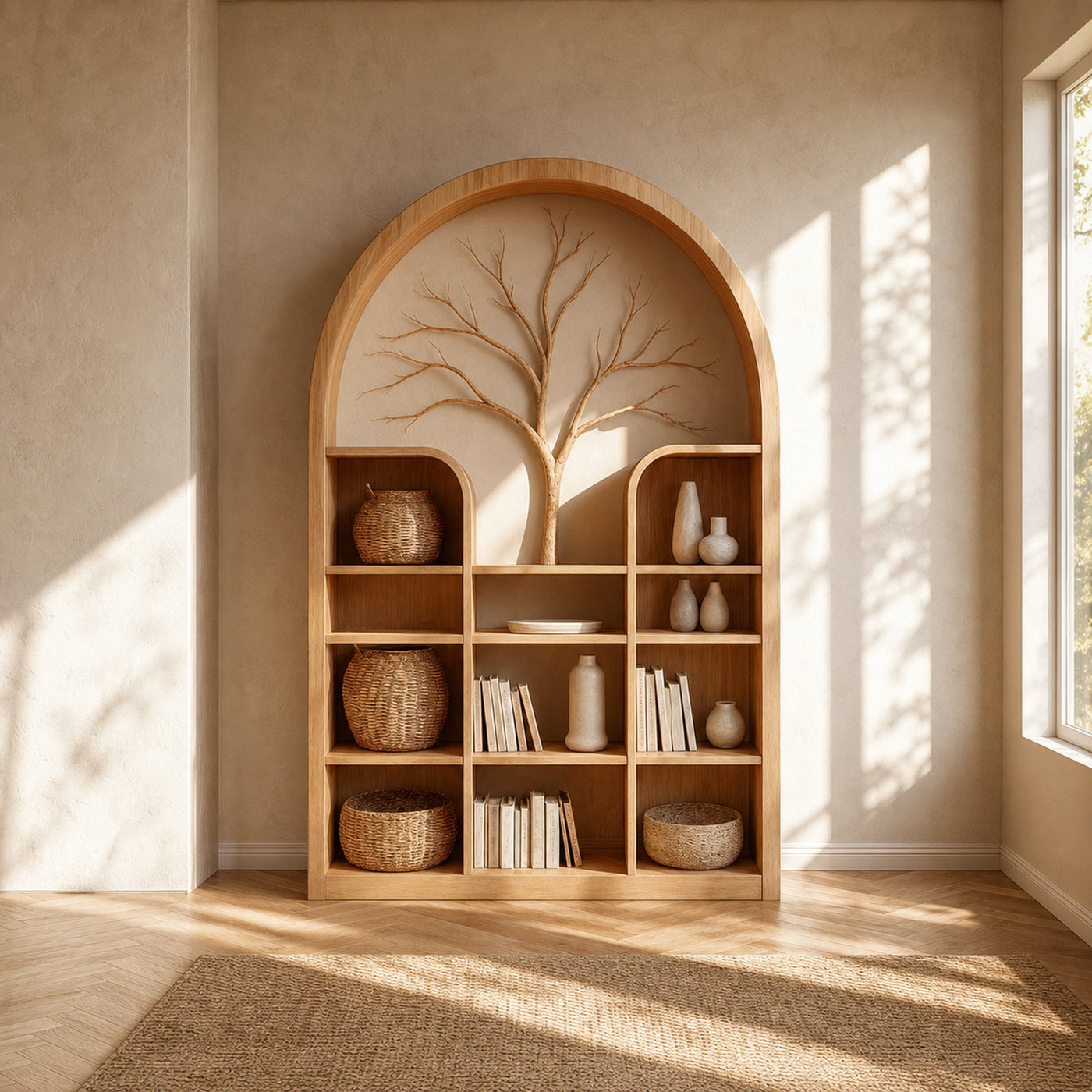 Scandinavian Rustic Tree Style Storage Cabinet Living Room Or Office