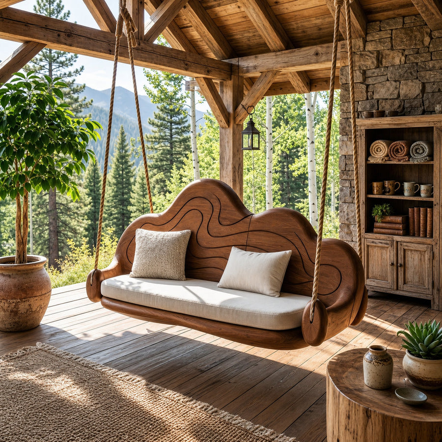 Scandinavian Sculptural Back Swing Open Lounge Interior Space