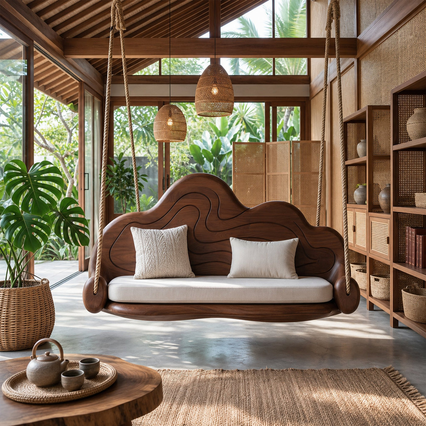 Scandinavian Sculptural Back Swing Open Lounge Interior Space - product view 7