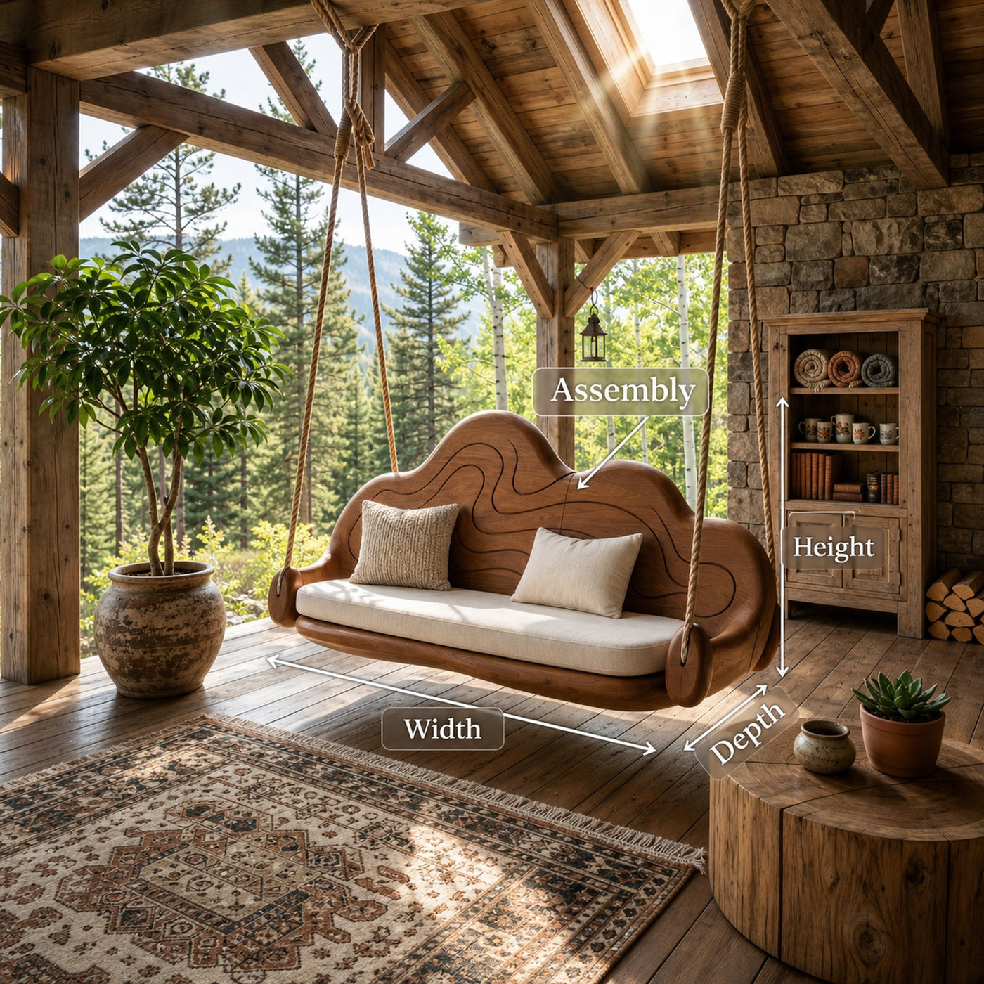 Scandinavian Sculptural Back Swing Open Lounge Interior Space - product view 8