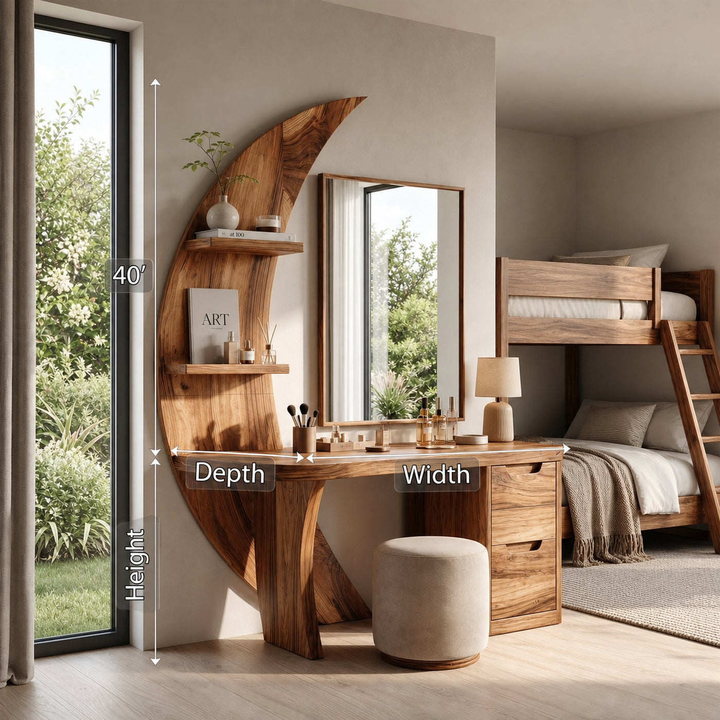 Scandinavian Vanity Desk Bedroom Walk In Closet Makeup Area - product view 8