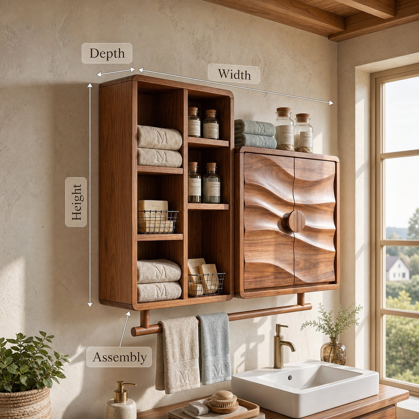 Scandinavian Wave Front Storage Cabinet Guest Suite - product view 8