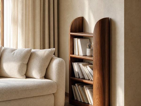 Scandinavian Wood Magazine Rack With Rounded Edge For Reading Corner