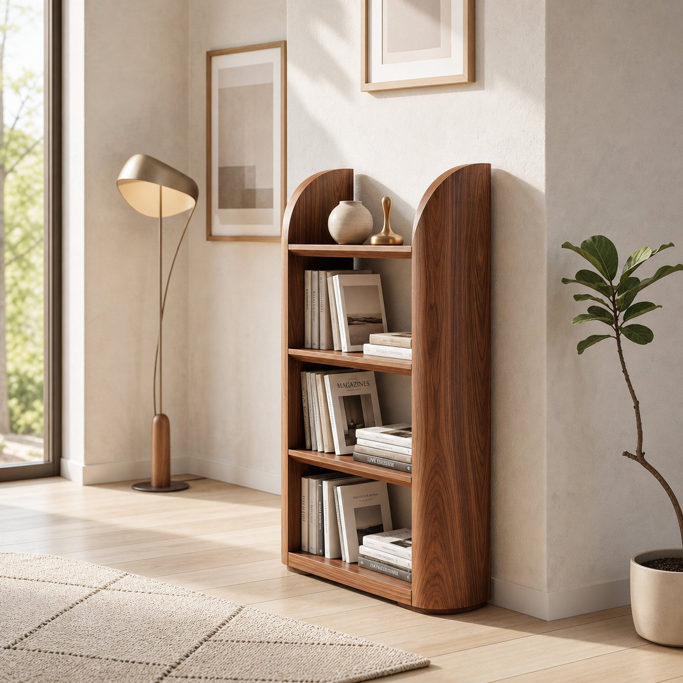 Scandinavian Wood Magazine Rack With Rounded Edge For Reading Corner - product view 6