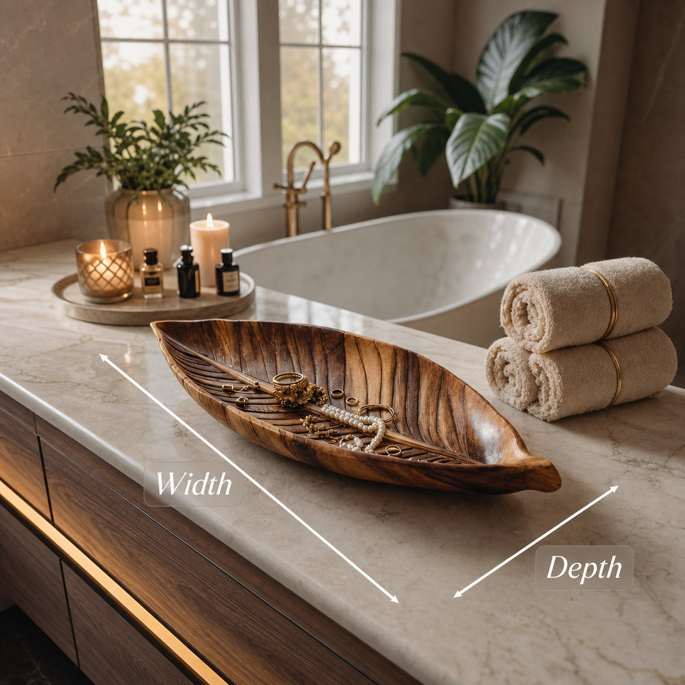 Sculpted Leaf Jewelry Tray For Bathroom Or Bedroom - product view 6