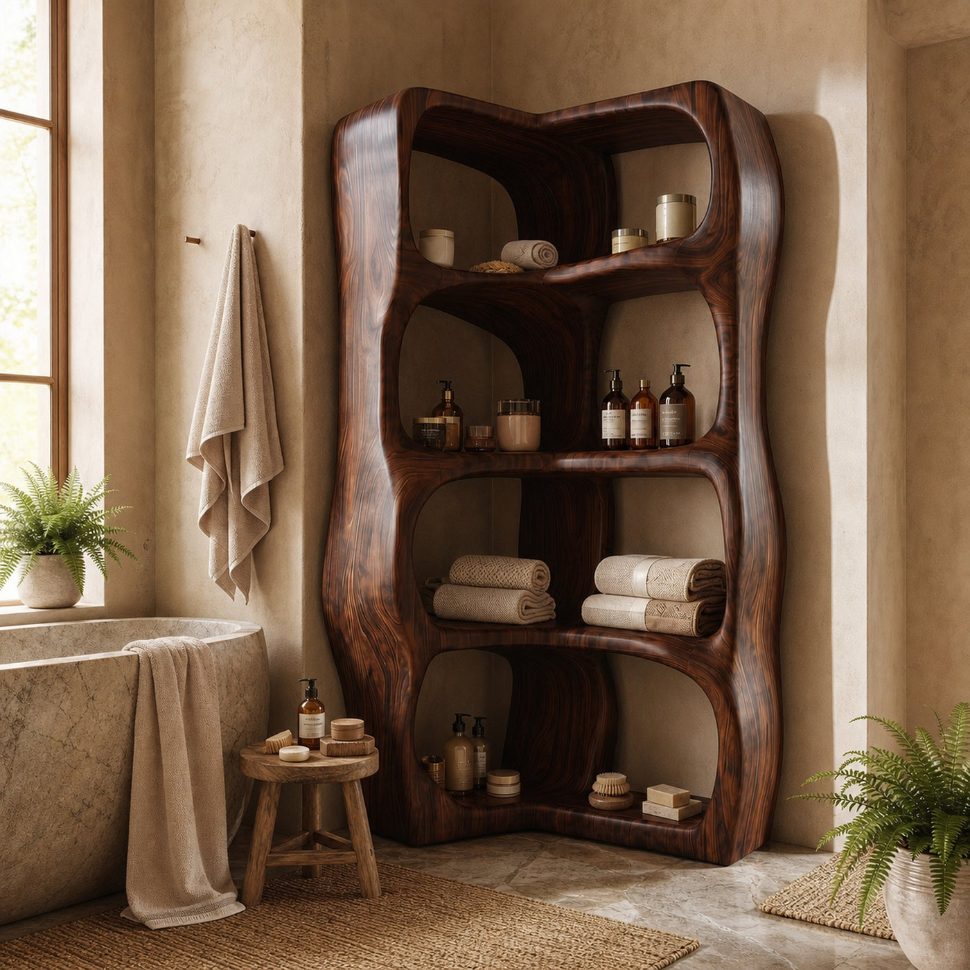 Sculptural Bathroom Cabinet With Freeform Curved Shelves For Bathroom - product view 7