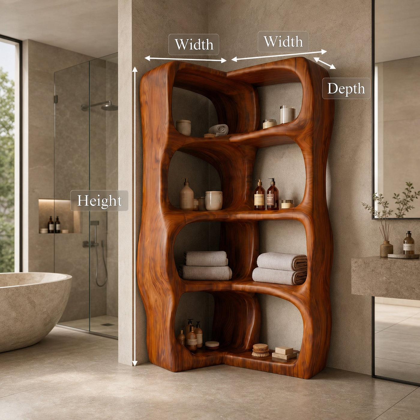 Sculptural Bathroom Cabinet With Freeform Curved Shelves For Bathroom - product view 8