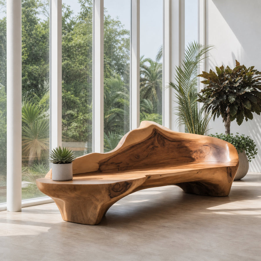 Sculptural Bench With Organic Design For Living Room