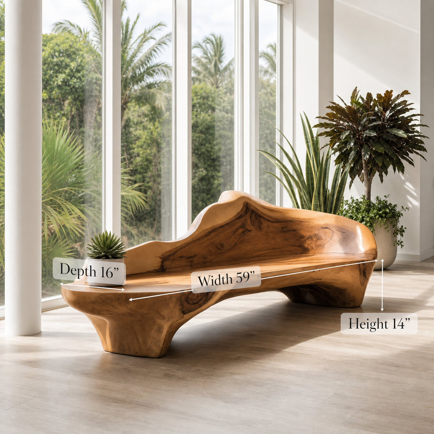 Sculptural Bench With Organic Design For Living Room - product view 6
