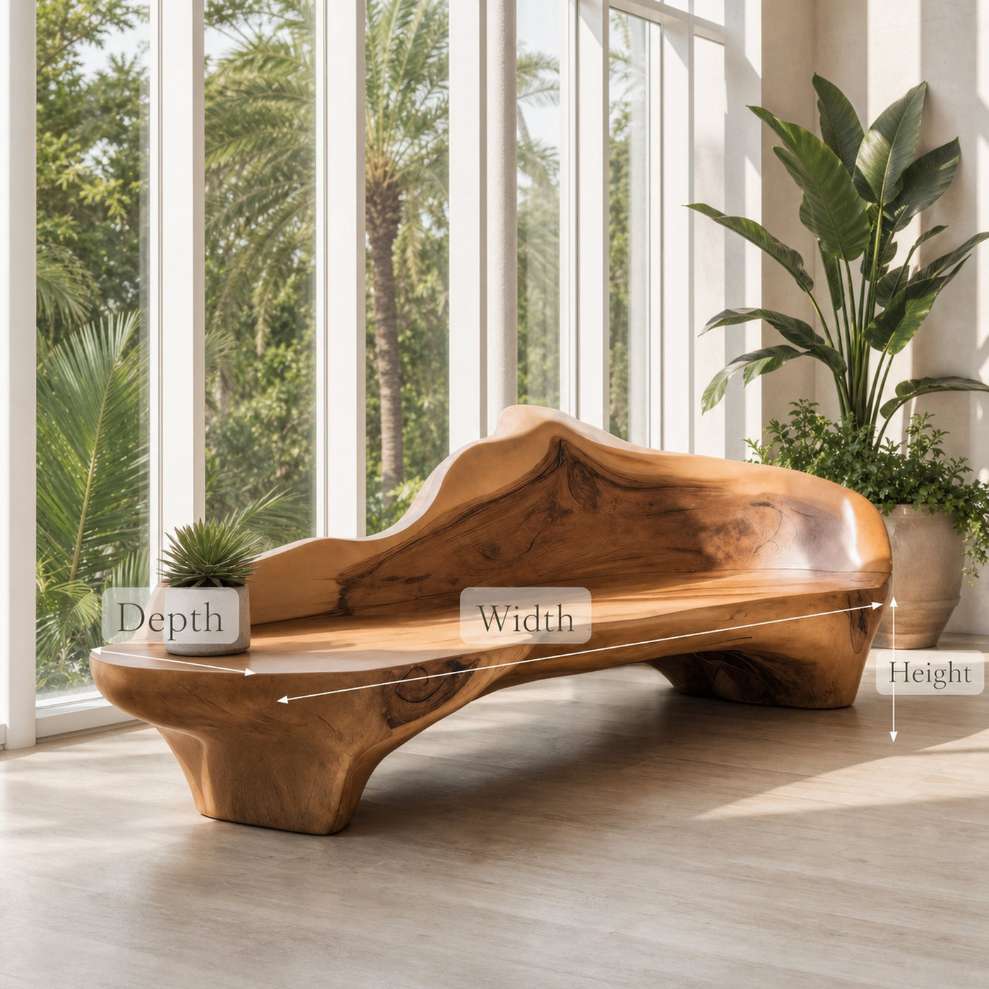 Sculptural Bench With Organic Design For Living Room - product view 7