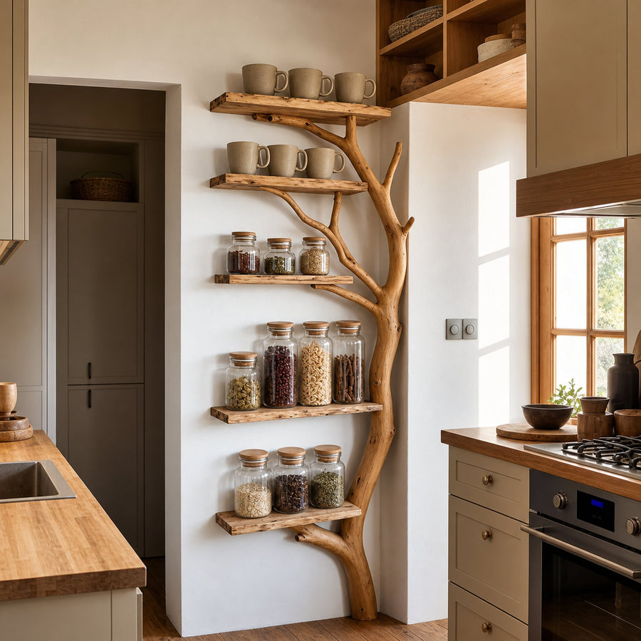 Sculptural Branch Kitchen Storage Shelf Kitchen Interior Pantry Display