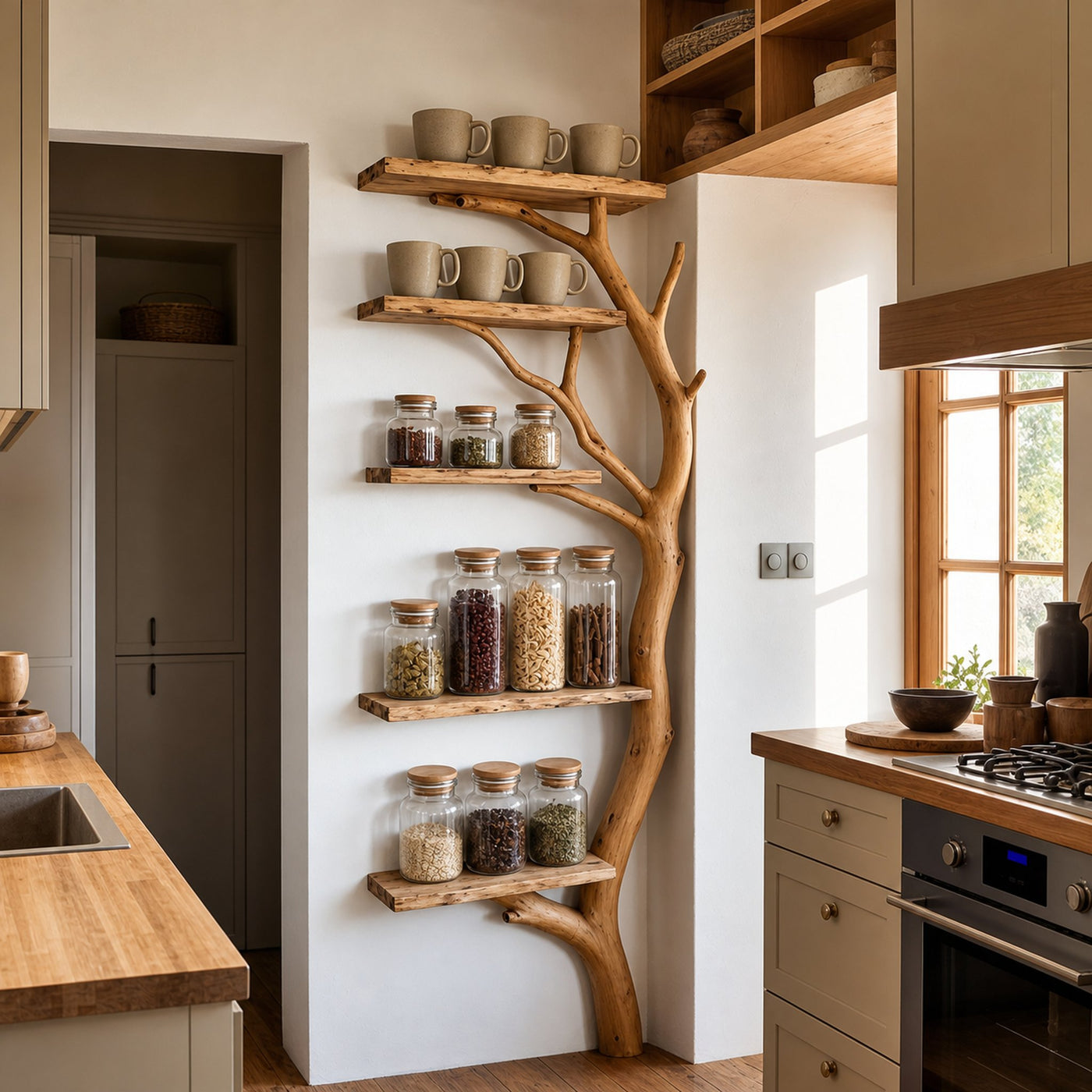 Sculptural Branch Kitchen Storage Shelf Kitchen Interior Pantry Display