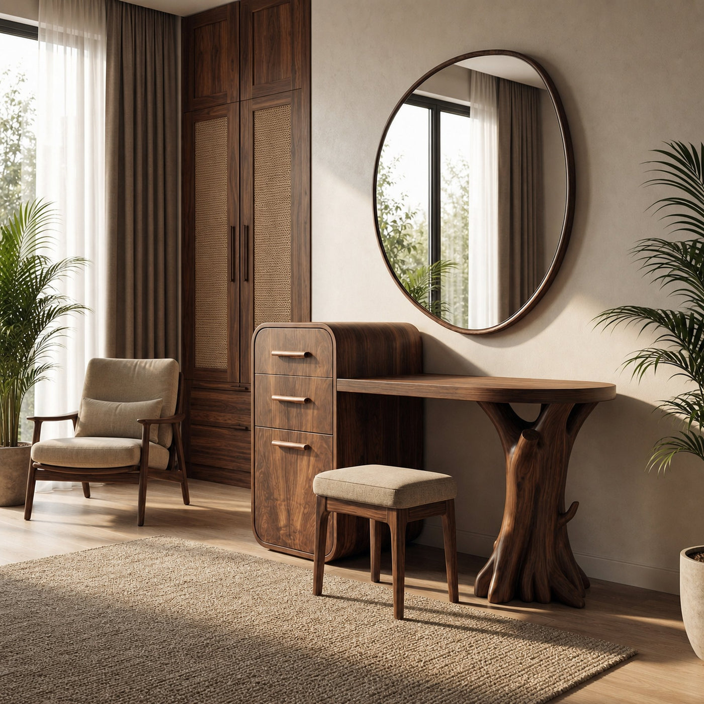 Sculptural Dressing Table With Storage Unique Tree Root Base Design For Bedroom - product view 7