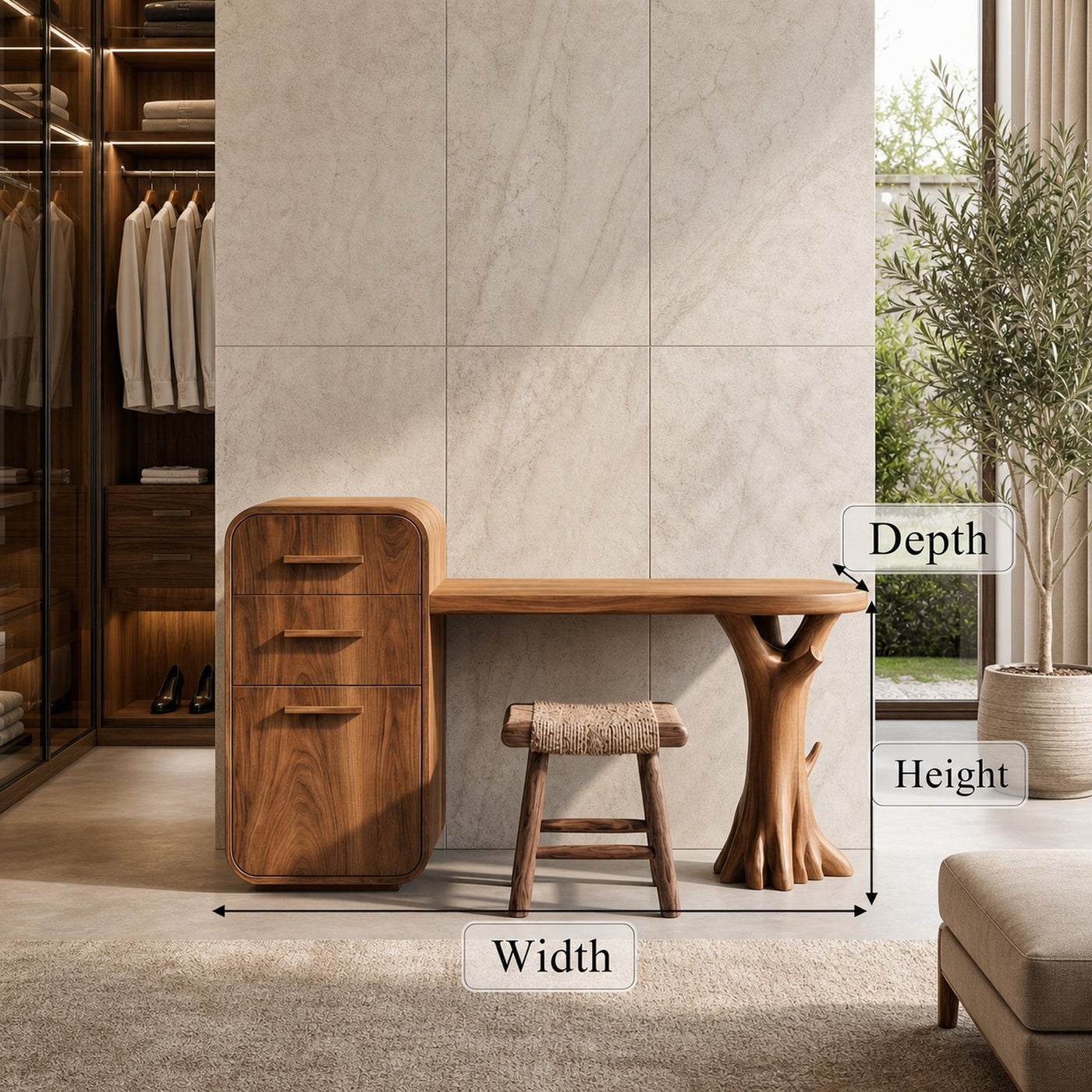Sculptural Dressing Table With Storage Unique Tree Root Base Design For Bedroom - product view 8