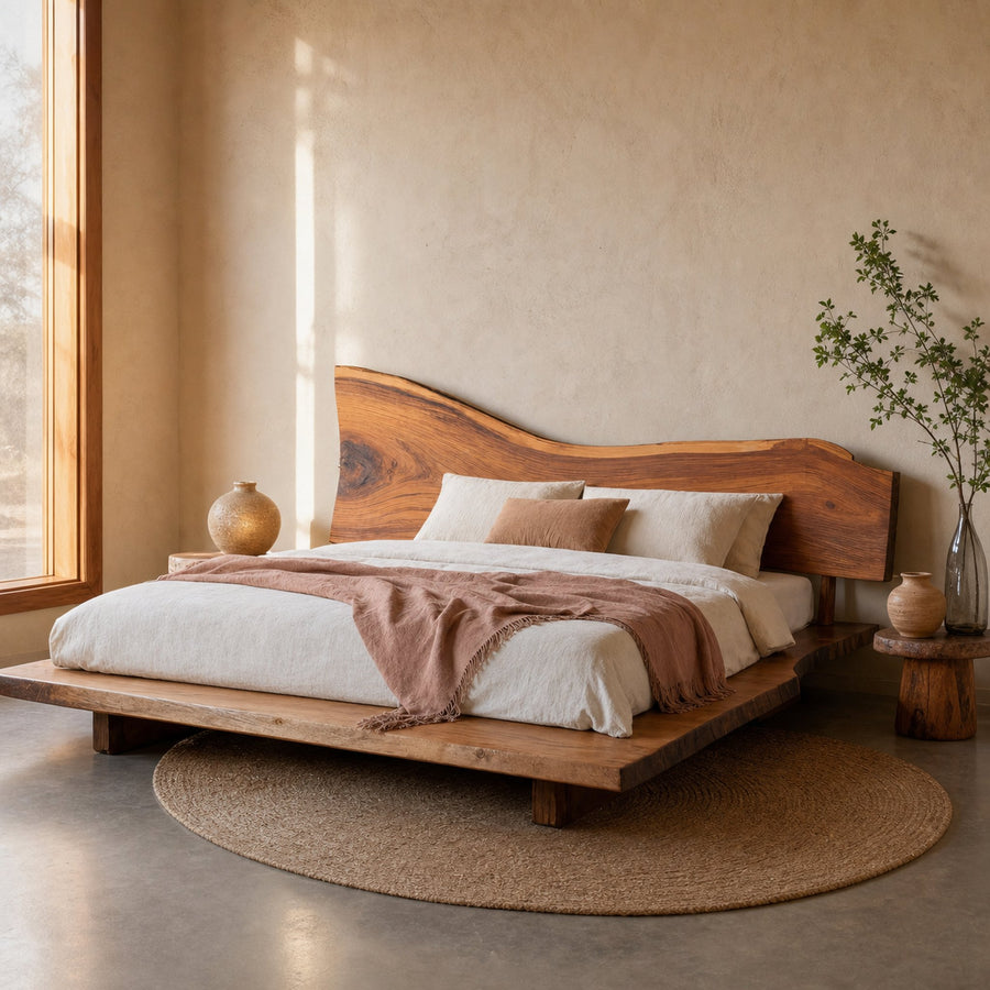 Sculptural Live Edge Headboard Handmade For Modern Bedroom