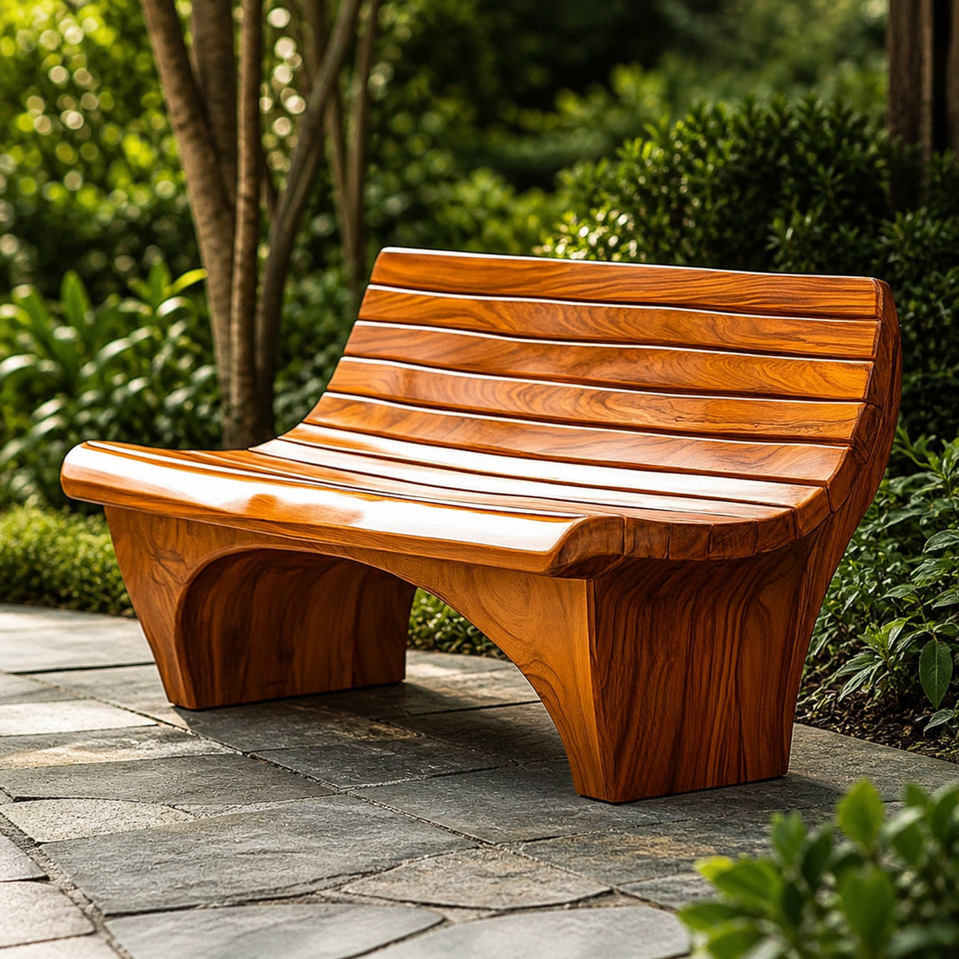 Sculptural Modern Garden Bench Outdoor Patio