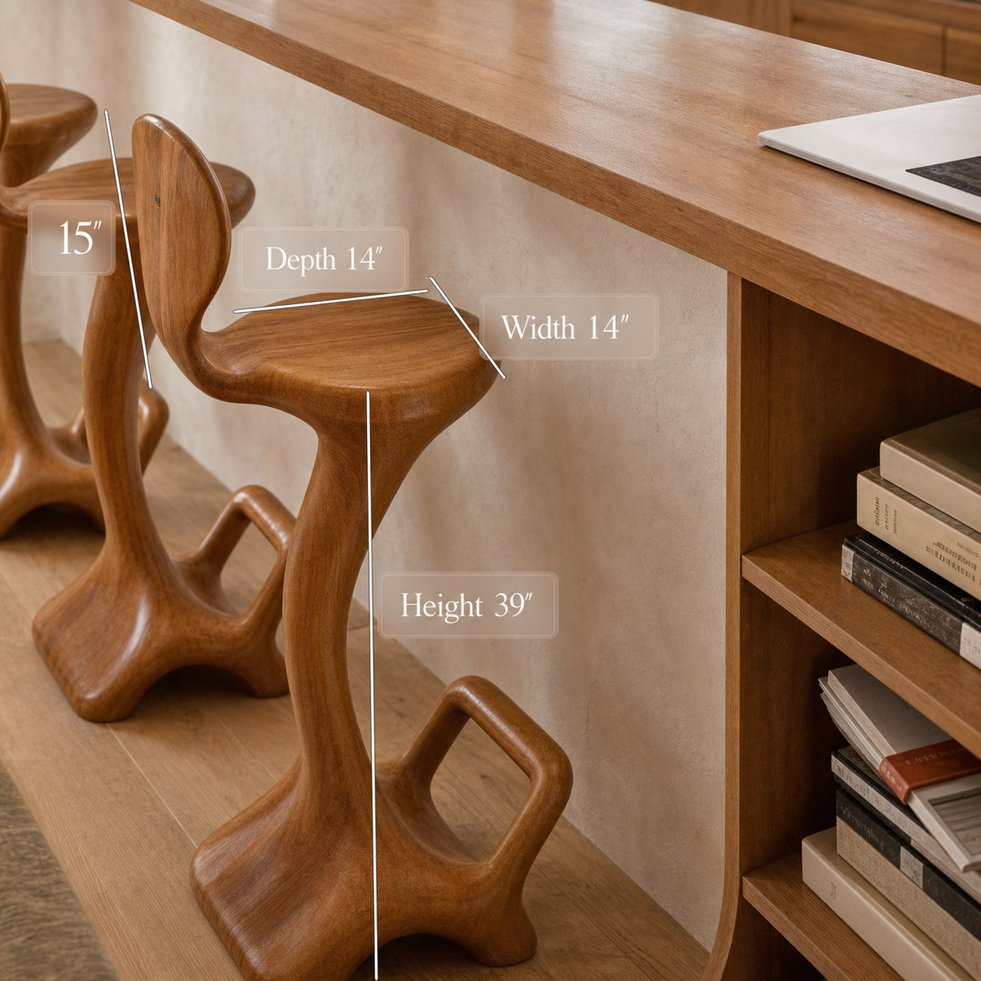 Sculptural Organic Bar Stool For Kitchen Or Interiors - product view 6