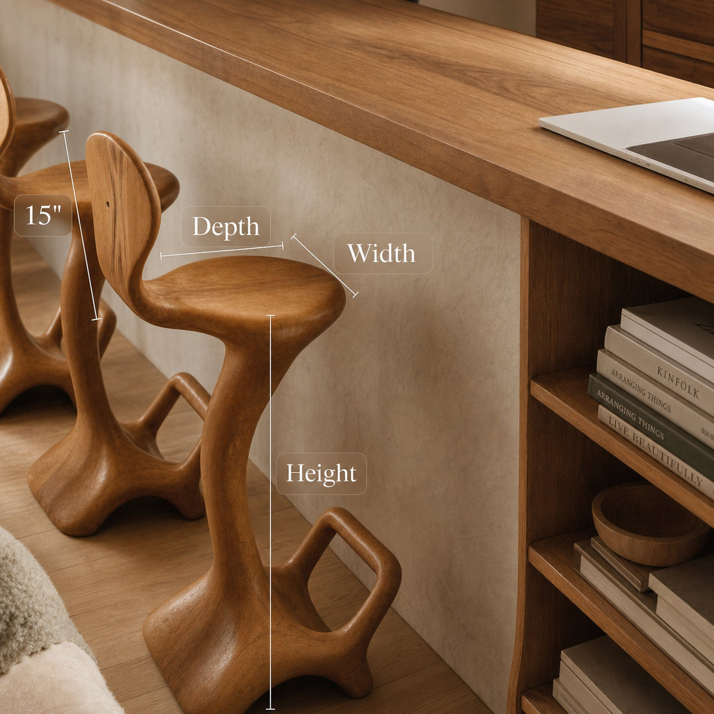 Sculptural Organic Bar Stool For Kitchen Or Interiors - product view 7