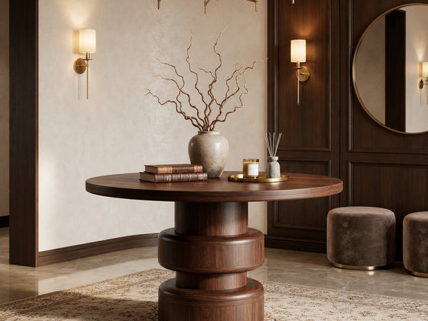Sculptural Round Entryway Table For Hallway And Living Room