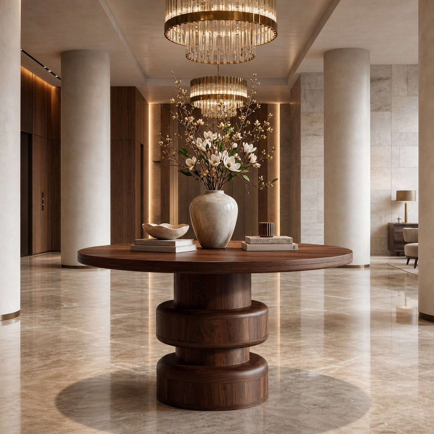 Sculptural Round Entryway Table For Hallway And Living Room - product view 7