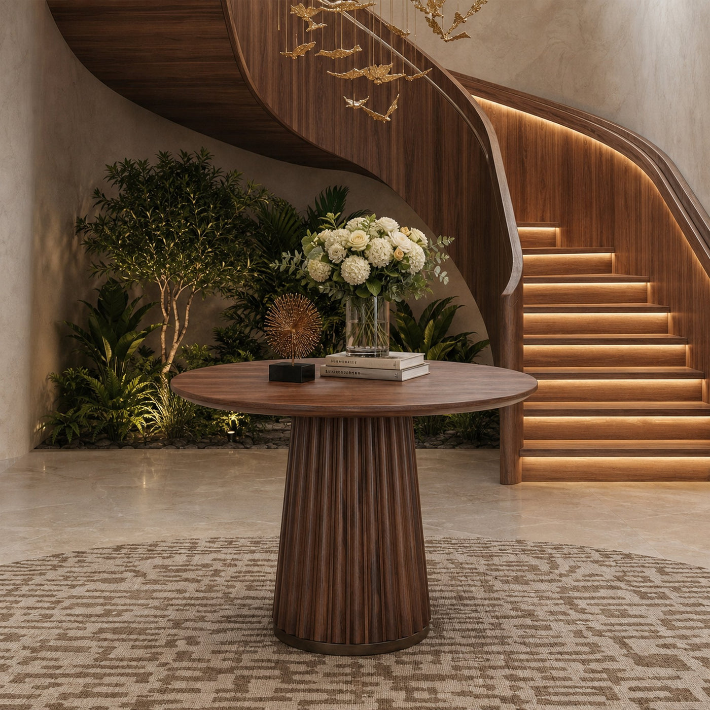 Sculptural Round Pedestal Entryway Table For Living Room And Hallway - product view 7