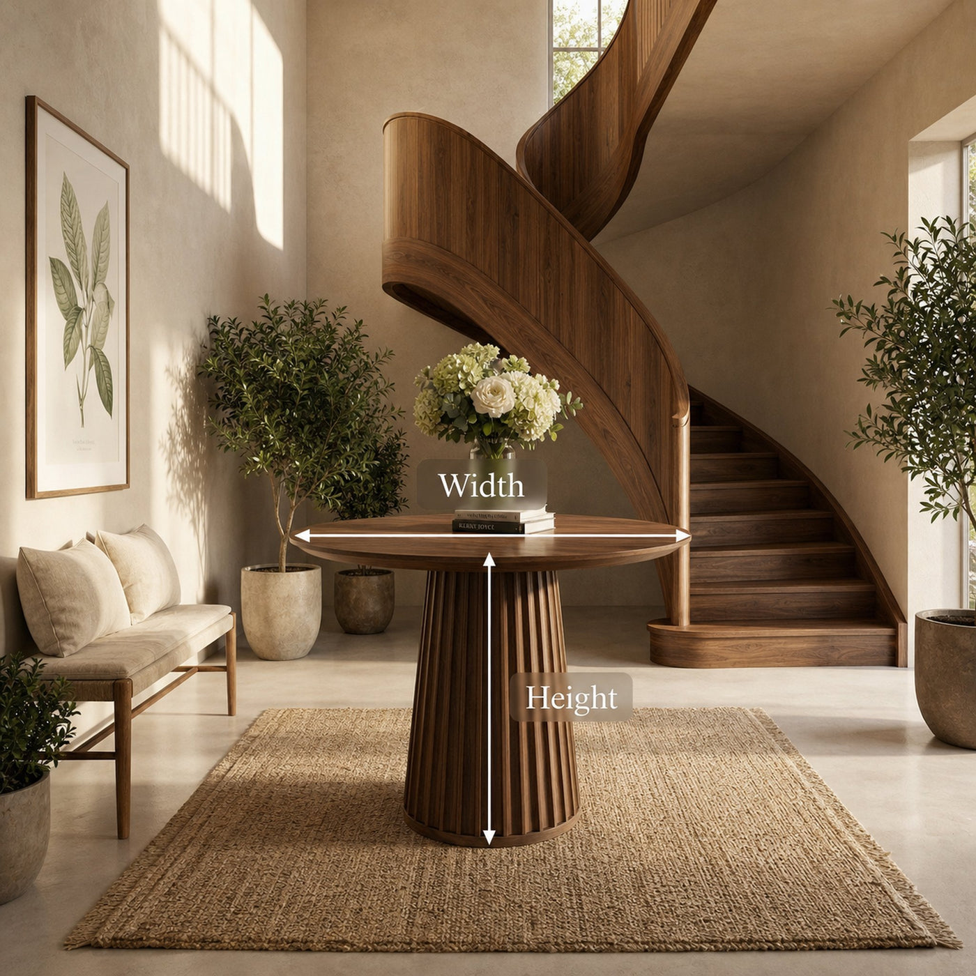Sculptural Round Pedestal Entryway Table For Living Room And Hallway - product view 8