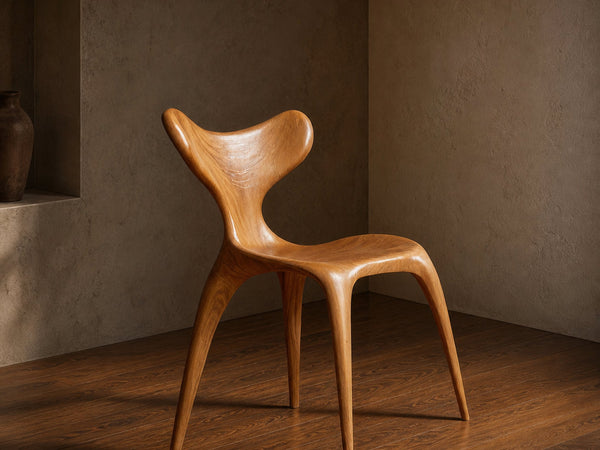 Sculptural Solid Wood Dining Chair For The Living Room And Dining Area