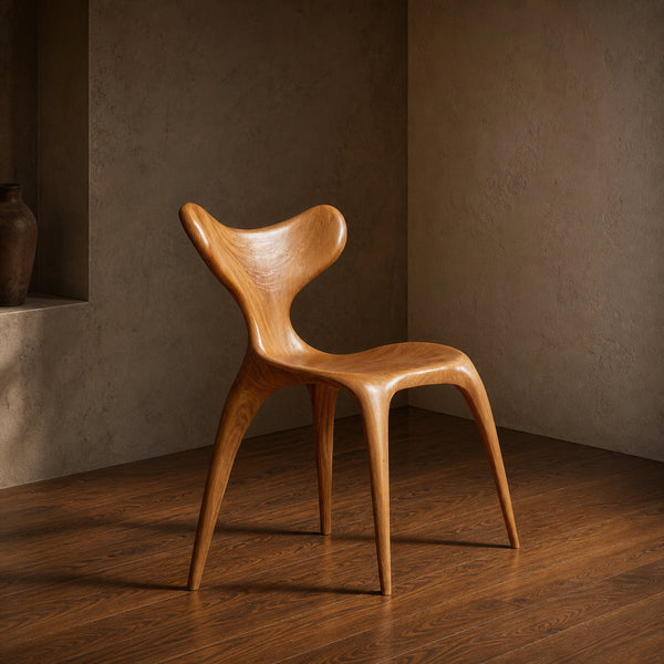 Sculptural Solid Wood Dining Chair For The Living Room And Dining Area