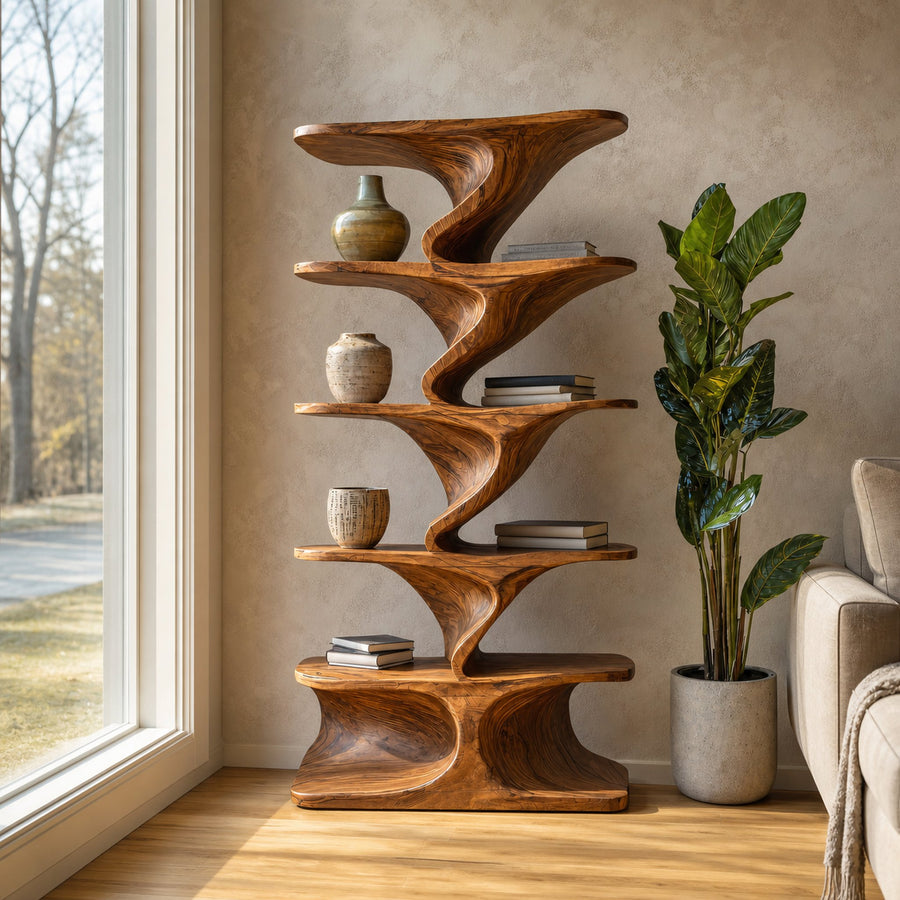 Sculptural Standing Shelf For Living Room Or Home Studio
