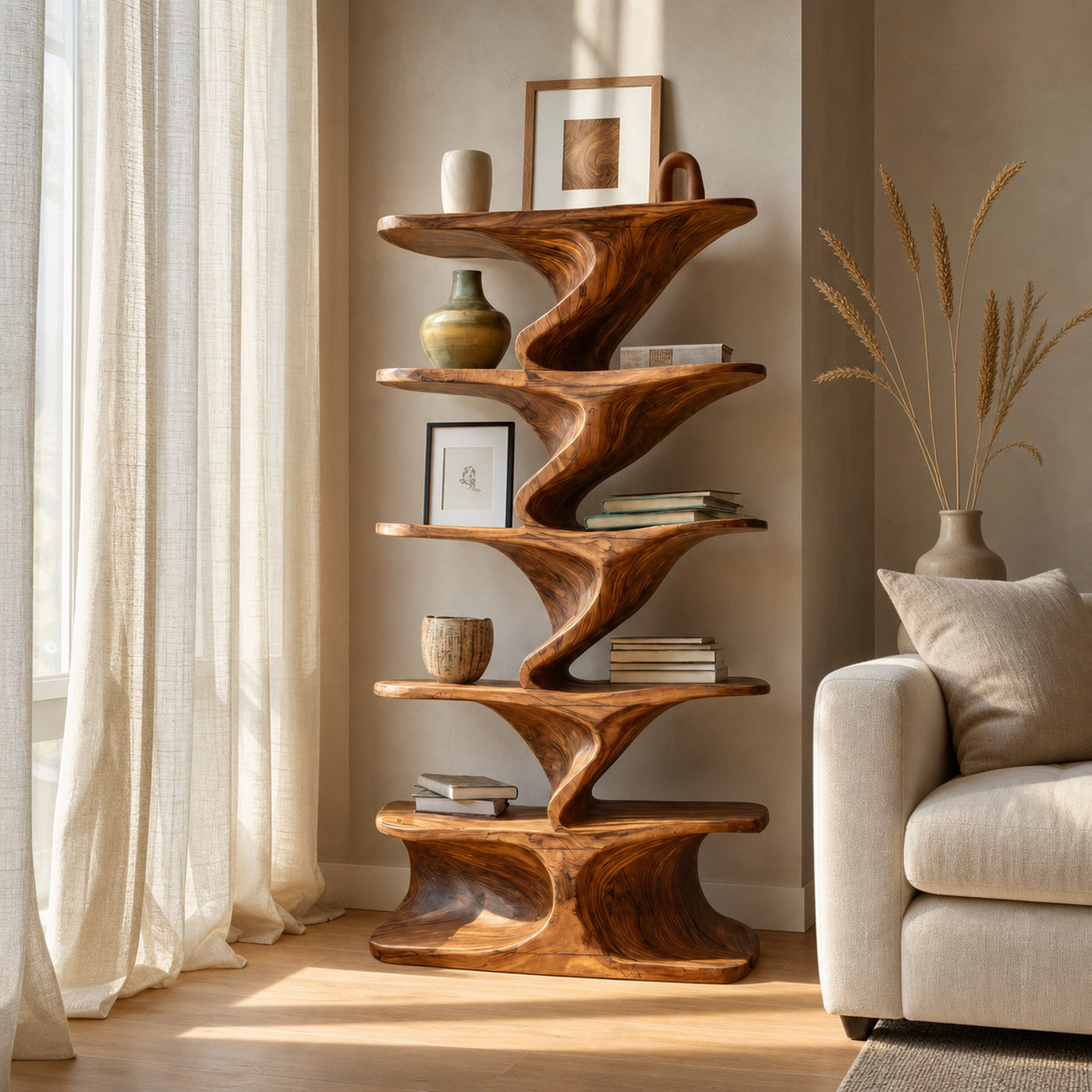 Sculptural Standing Shelf For Living Room Or Home Studio - product view 6
