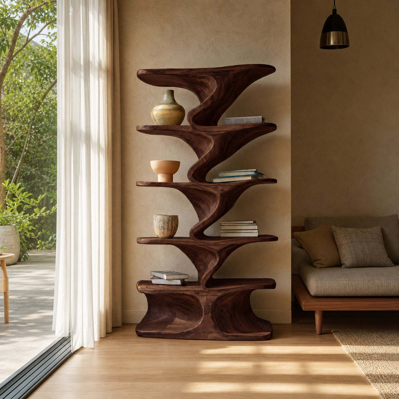 Sculptural Standing Shelf For Living Room Or Home Studio - product view 7
