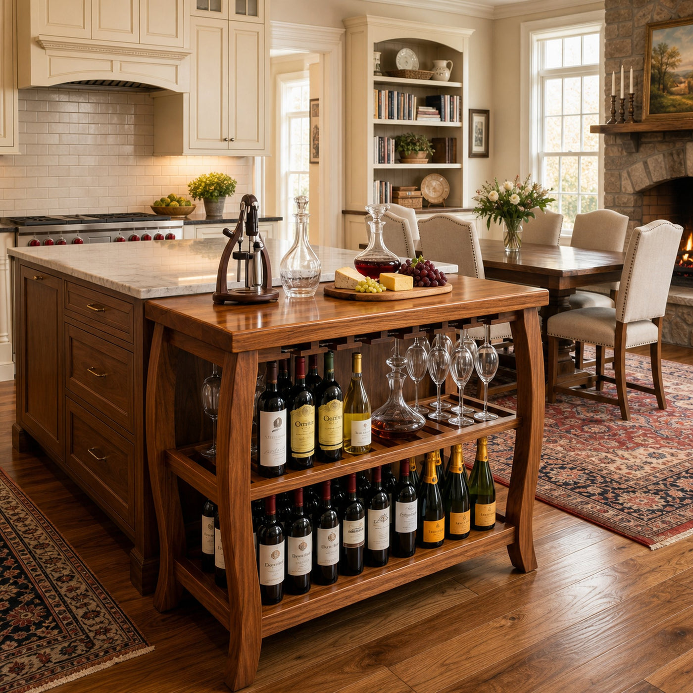 Sculptural Wooden Wine Cabinet With Glass Rack For Island Decor - product view 6