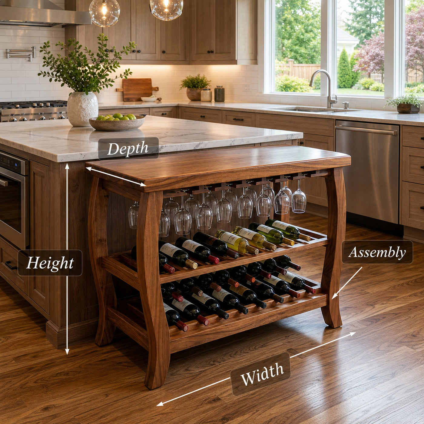 Sculptural Wooden Wine Cabinet With Glass Rack For Island Decor - product view 8